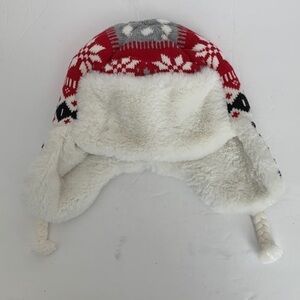 Gymboree Toddler’s Faux Fur and Knit Hat Red/Black/Grey S